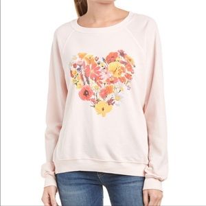 NWT Wildfox pink Blooming Heart Swearshirt